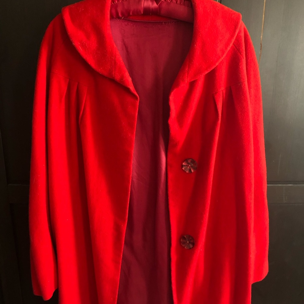 Vintage 60s lipstick red spring coat custom